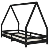 Kids Bed Frame Black 80x200 cm Solid Wood Pine 834482