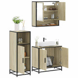 ZNTS 3 Piece Bathroom Furniture Set Sonoma Oak Engineered Wood 3300976