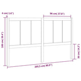Bed Headboard Black 205.5x4x100 cm Solid Pine Wood 818114