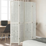 Room Divider 4 Panels White Solid Wood Paulownia 358675