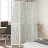 Room Divider 4 Panels White Solid Wood Paulownia 358675