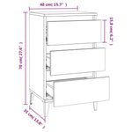 ZNTS Bedside Cabinet White 40x35x70 cm Engineered Wood 819668