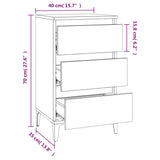 ZNTS Bedside Cabinet White 40x35x70 cm Engineered Wood 819668