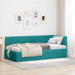 Corner Bed Frame with Headboard Turquoise 90 x 190 cm Velvet 42016264