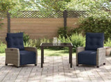 Garden Dining Set with Cushion 3 pcs Grey Poly Rattan 3380470