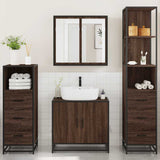 ZNTS 4 Piece Bathroom Furniture Set Brown Oak Engineered Wood 3301249