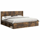 Bed Frame with Storage and Headboard Smoked Oak 180 x 200 cm 3414183
