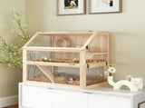 Wooden Hamster Cage with Detachable 31cm Deep Bottom, Hut, Seesaw, Exercise Wheel, Ramp, 80 x 50 x T3398P425408
