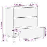 ZNTS Bedside Cabinet Light Grey 50x33x60 cm Solid Wood Mango 4017801