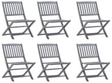 Garden Dining Set Grey Solid acacia wood Medium Foldable 3057871