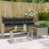 Garden Sofa with Table and Cushions L-Shaped Light Grey Poly Rattan 365577