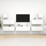 7 Piece TV Cabinet Set White Engineered Wood 3078713