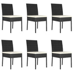 ZNTS 7 Piece Outdoor Dining Set with Cushions Poly Rattan Black 3100398