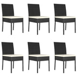 ZNTS 7 Piece Outdoor Dining Set with Cushions Poly Rattan Black 3100398