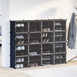 Storage Cube Organiser with 16 Cubes and Doors Black PP 4019581