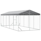 Outdoor Dog Kennel with Roof Silver 3x7.5x2.5 m Galvanised Steel 3190489