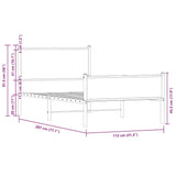 Metal Bed Frame without Mattress Brown Oak 107x203 cm 4007954