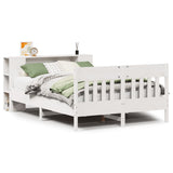 Bookcase Bed without Mattress White 135x190 cm Double Solid Wood Pine 3323192