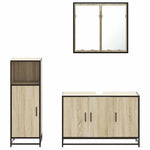 ZNTS 3 Piece Bathroom Furniture Set Sonoma Oak Engineered Wood 3300951