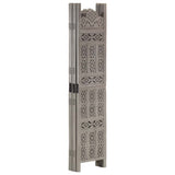 Hand carved 5-Panel Room Divider Grey 200x165 cm Solid Mango Wood 285323