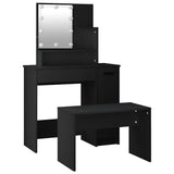 Dressing Table Set with LED Black Engineered Wood 3114116