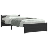 Bed Frame without Mattress Black Solid Wood 75x190 cm Small Single 815008