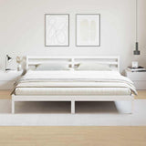 Bed Frame White 225.5 x 205.5 x 69.5 cm Solid Pine Wood 869787