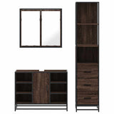 3 Piece Bathroom Furniture Set Brown Oak Engineered Wood 3301154