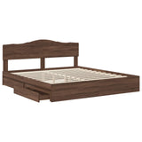 Storage Bed with Drawer Brown Oak 200 x 200 cm Engineered Wood 3413067