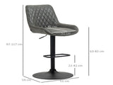 Retro Bar Stools Set of 2, Adjustable Kitchen Stool, Upholstered Bar Chairs with Back, Swivel Seat, T3398P328171