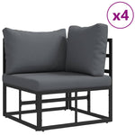 Garden Sofa Set with Cushion Black Aluminium 3378923