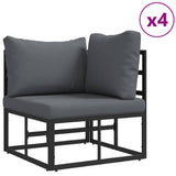 Garden Sofa Set with Cushion Black Aluminium 3378924