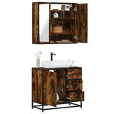 2 Piece Bathroom Furniture Set Smoked Oak Engineered Wood 3300897