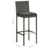 5 Piece Garden Bar Set with Cushions Poly Rattan Grey 3095408