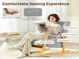 Wood Frame Rocking Accent Chair - Light Grey T3398P424904