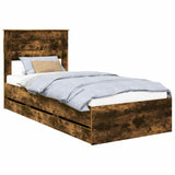 Bed Frame with Drawer Smoked Oak 75 x 190 cm Engineer Wood 3409886