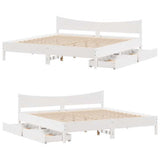 Bed Frame with Drawers White 200x200 cm Solid Wood Pine 3301894