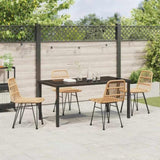 Garden Dining Set 5 pcs Brown Powder-Coated Steel 3379194