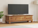 TV Stand with Drawer Natural 110 x 35 x 40 cm Solid Teak Wood 42017957