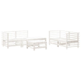 6 Piece Garden Lounge Set White Solid Wood Pine 3186201