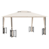 Gazebo with Sidewalls&Double Roofs 3x4 m Cream 318543
