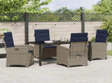 Garden Dining Set with Cushion 5 pcs Grey Poly Rattan 3380354