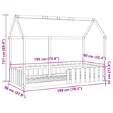 Kids' House Bed Frame without Mattress 90x190 cm Single Solid Wood Pine 850692