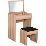 Dressing Table with Mirror and Stool, Vanity Makeup Table with Flip Up Mirror, Vanity Desk with T3398P329583