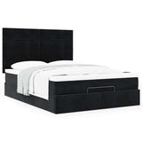 Ottoman Bed with Mattresses Black 140x200cm Velvet 3313477