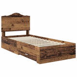 Bed Frame with Headboard Old Wood 100 x 200 cm Engineered Wood 3413646