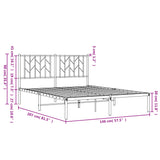 Metal Bed Frame without Mattress with Headboard White 140x200cm 374487