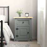 ZNTS Bedside Cabinet Mexican Pine Corona Range Grey 53x39x66 cm 282617