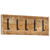 Wall-mounted Coat Rack with 5 Hooks Solid Wood Mango 358953