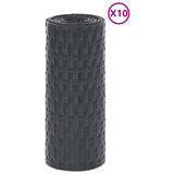 Balcony Screens 10 pcs Anthracite 255x19 cm Poly Rattan 156311